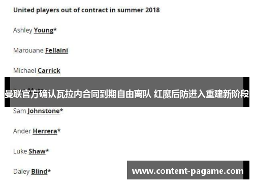 曼联官方确认瓦拉内合同到期自由离队 红魔后防进入重建新阶段